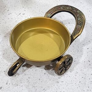 Vintage Brass Wheelbarrow Trinket Passover Dish Handmade Guild Israeli Craftsman
